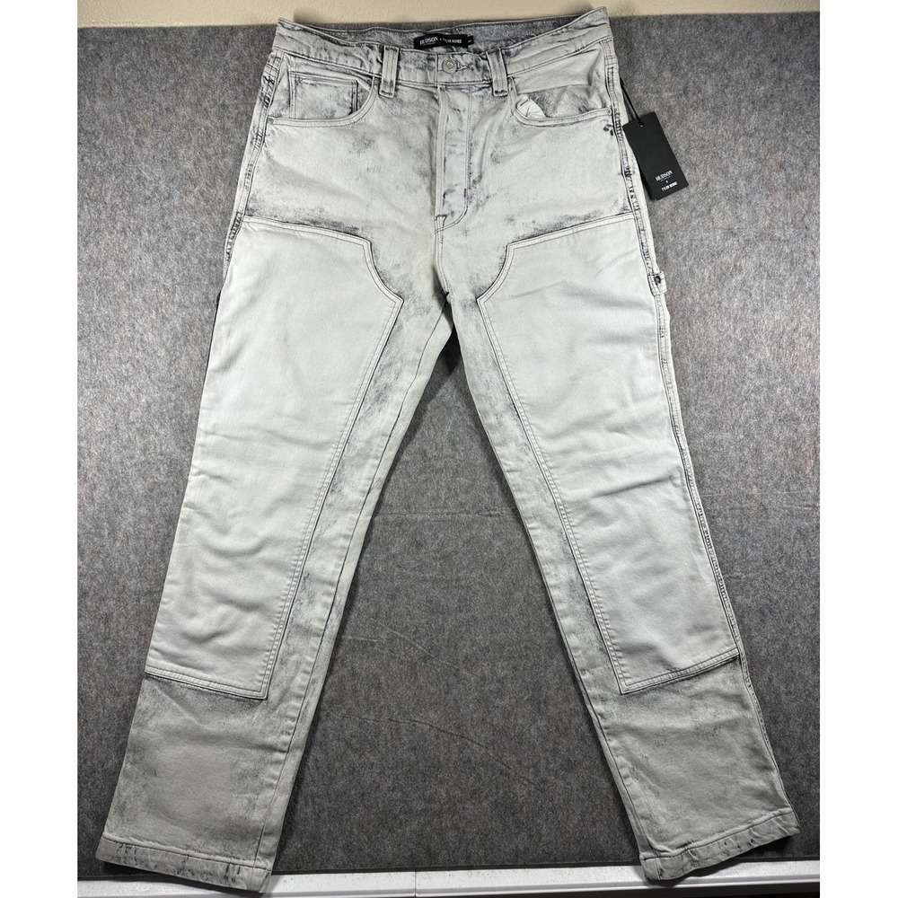 Hudson Jeans x Tyler Herro Mens Size 34 Distressed Workwear Pants White Wash NWT
